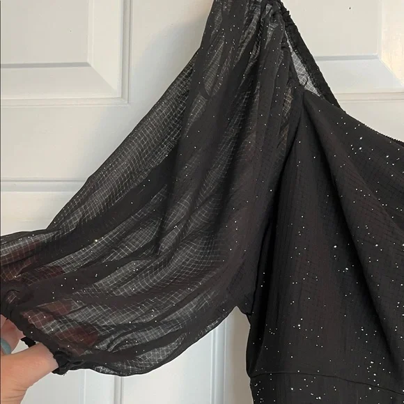 ARULA Black Dress with Sheer Sleeves - Picture 3 of 5